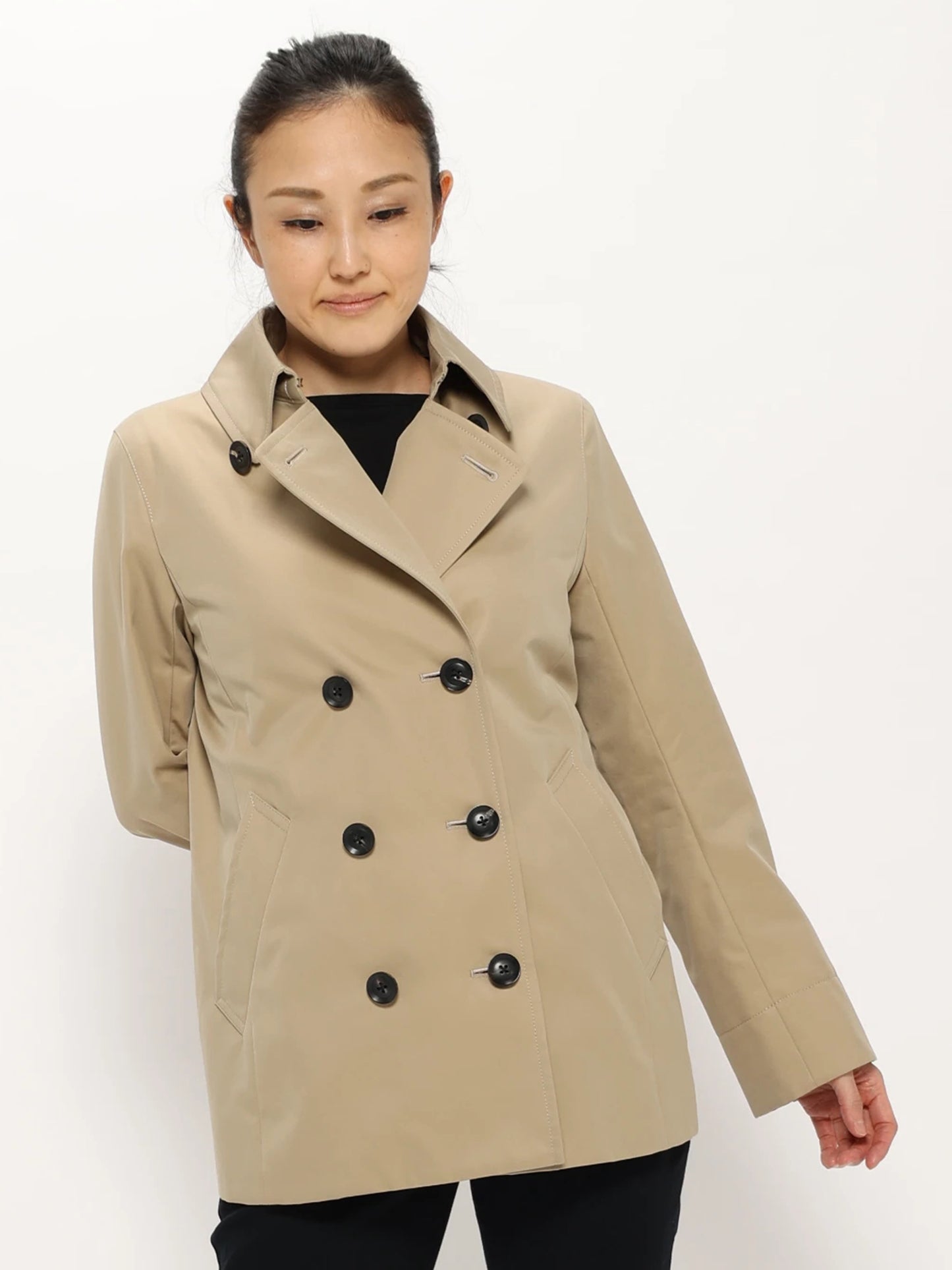 コットンギャバジンピーコート