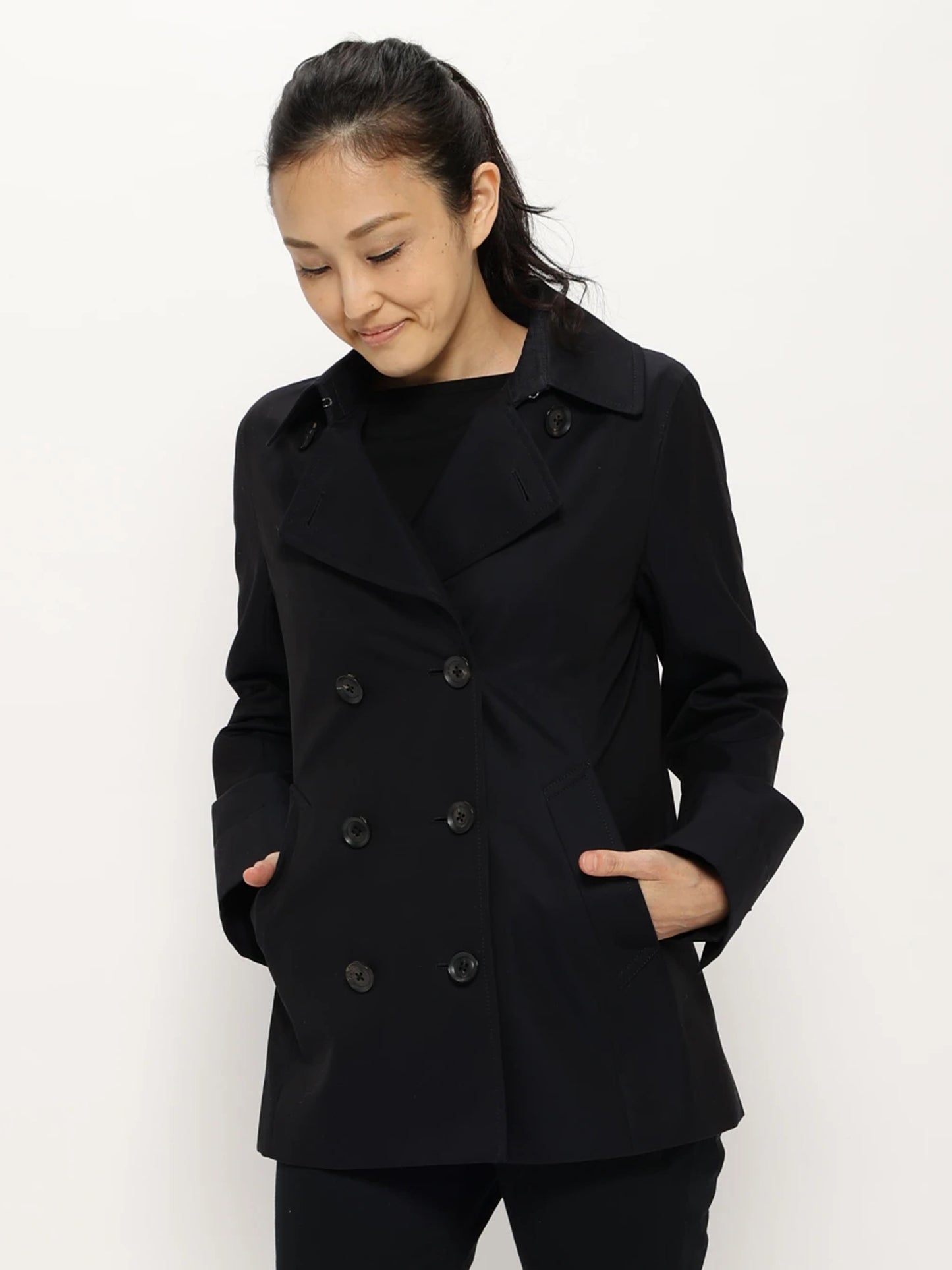 コットンギャバジンピーコート