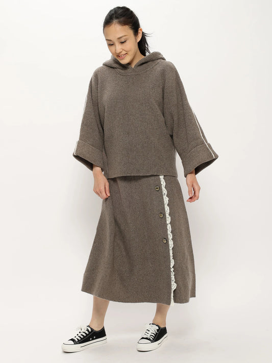 片畦ニットパーカー