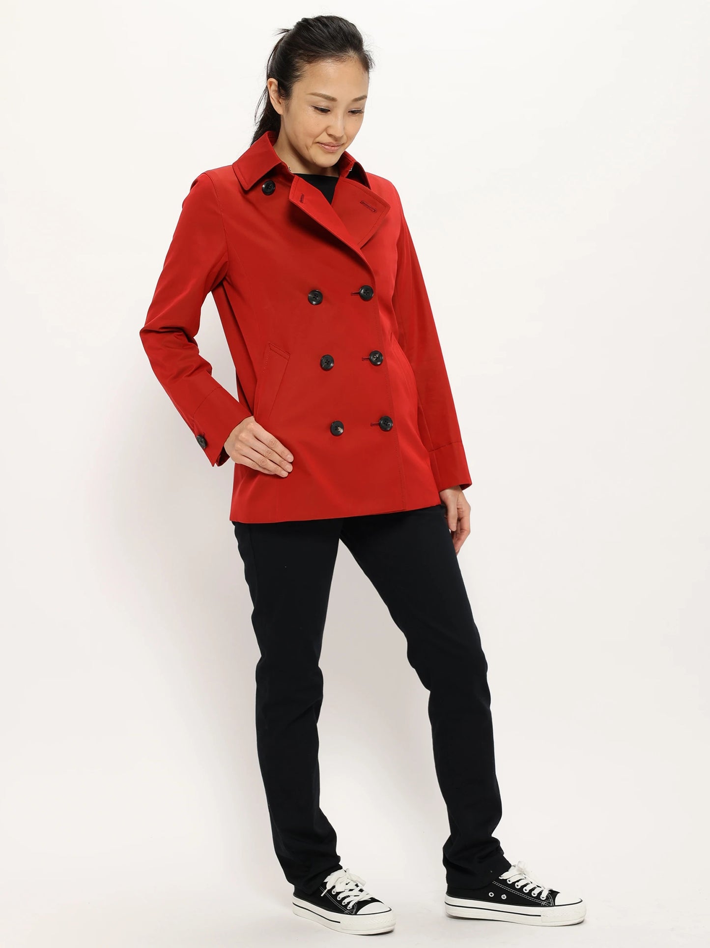 コットンギャバジンピーコート