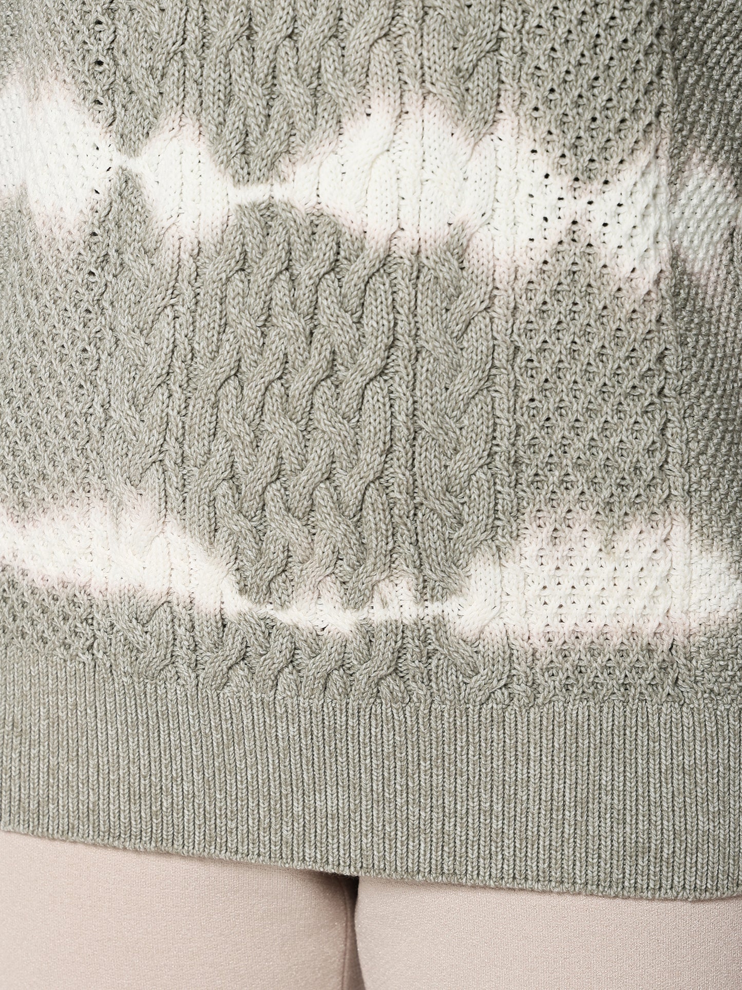 絞り染めケーブルプルオーバー