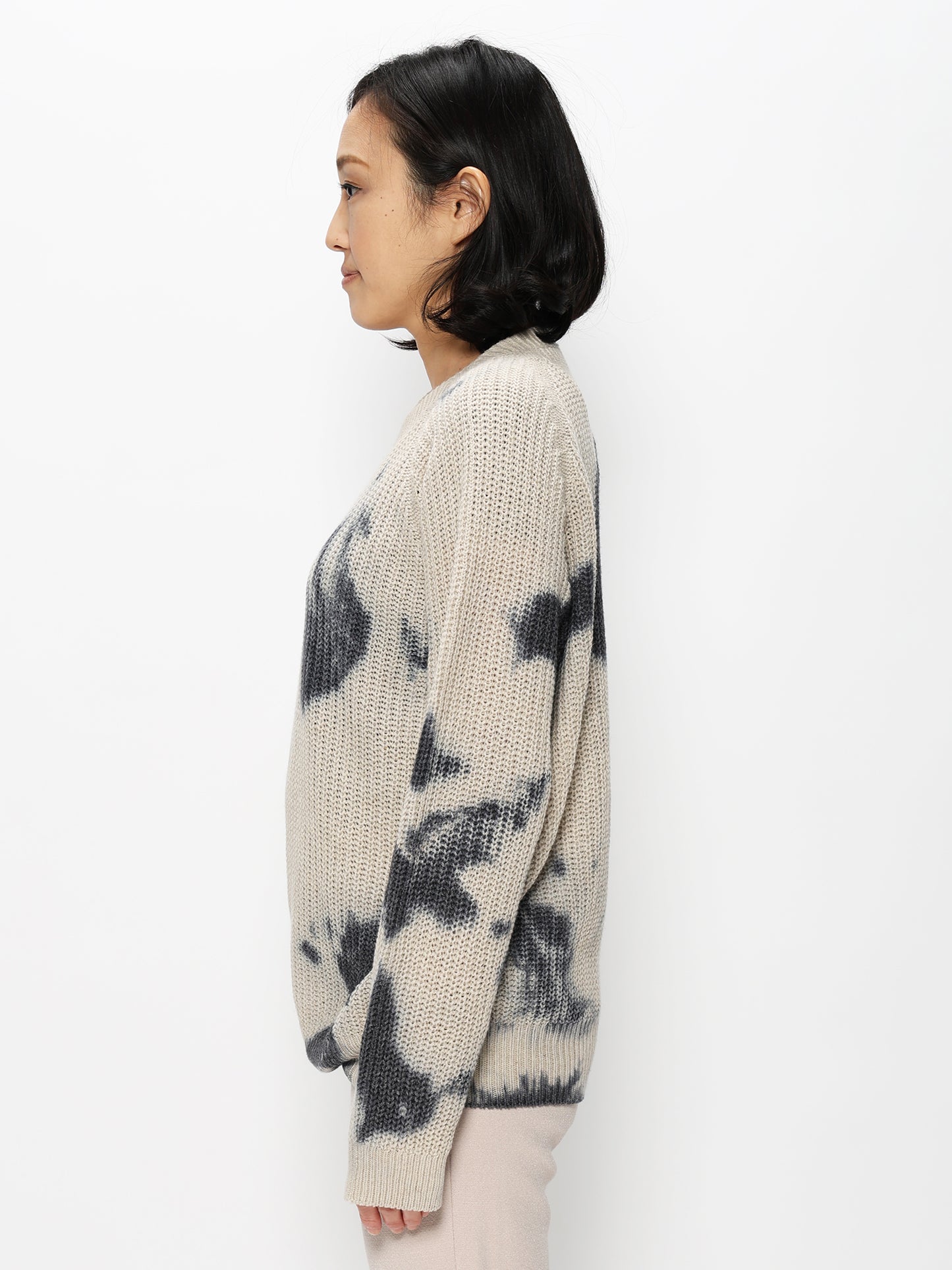 畦編み斑染めプルオーバー