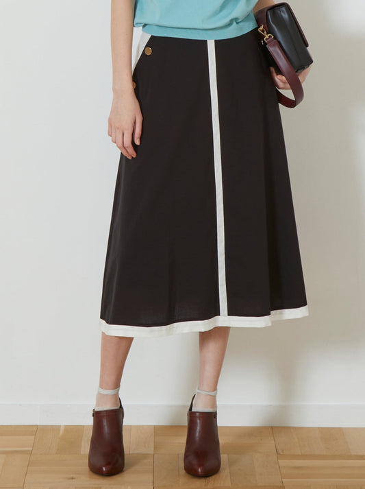 DiDi Guranjie ボタン付き 配色ラインスカート