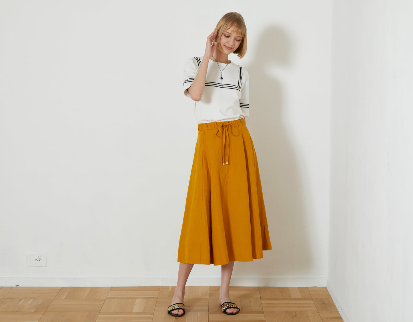 DiDi Guranjie リネン混マチ付きスカート