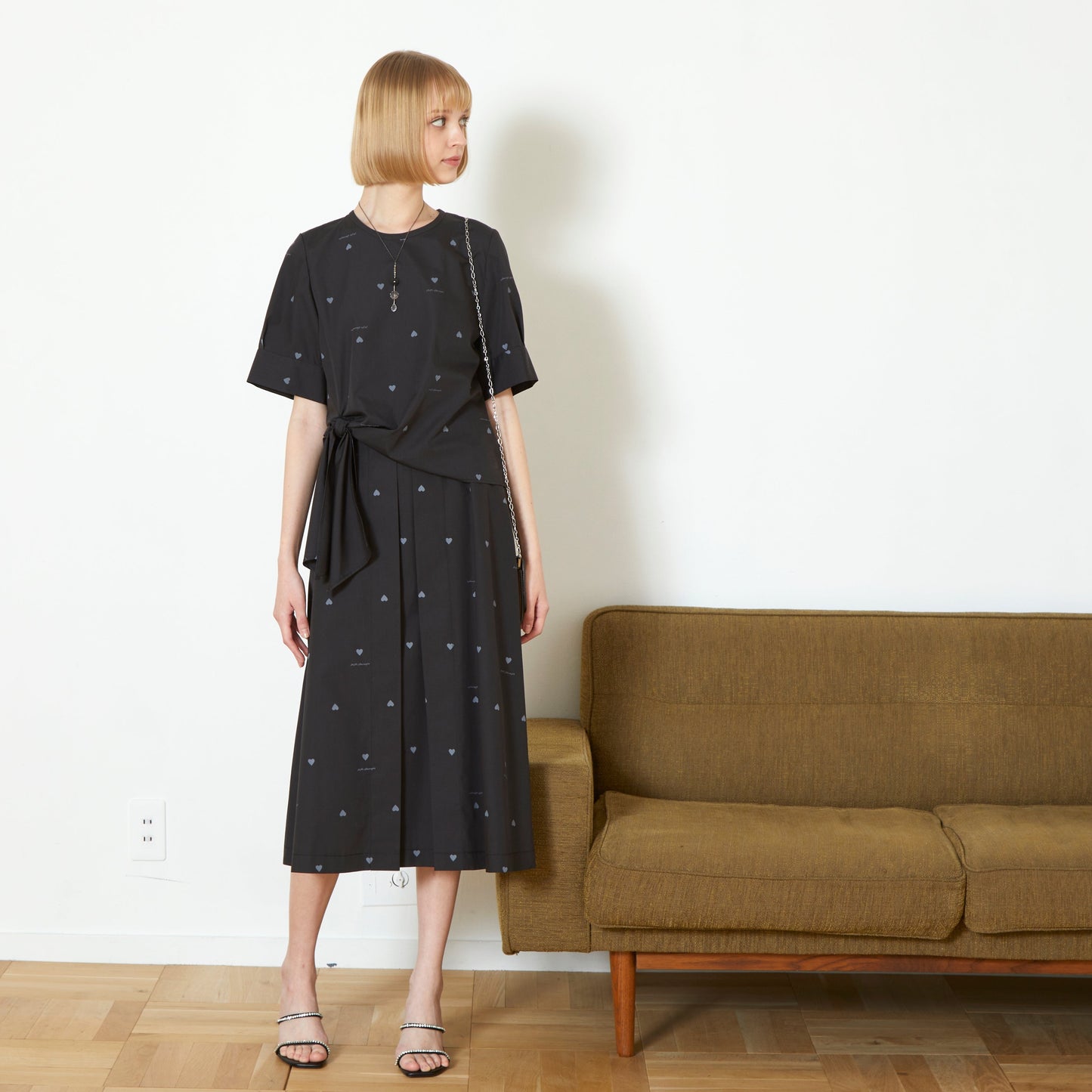 DiDi Guranjie ハートプリント Aラインスカート