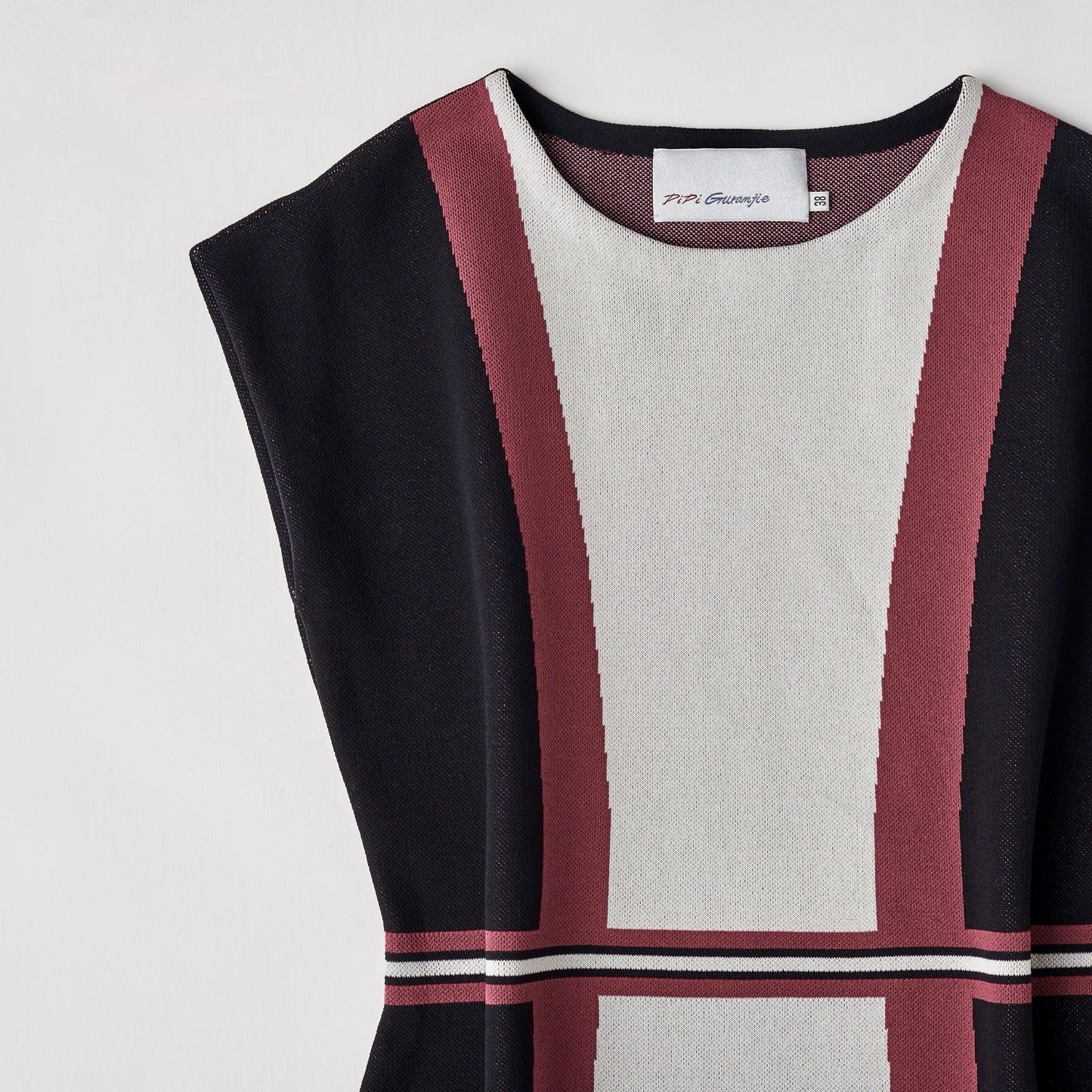 DiDi Guranjie バイカラーラインジャガードワンピース